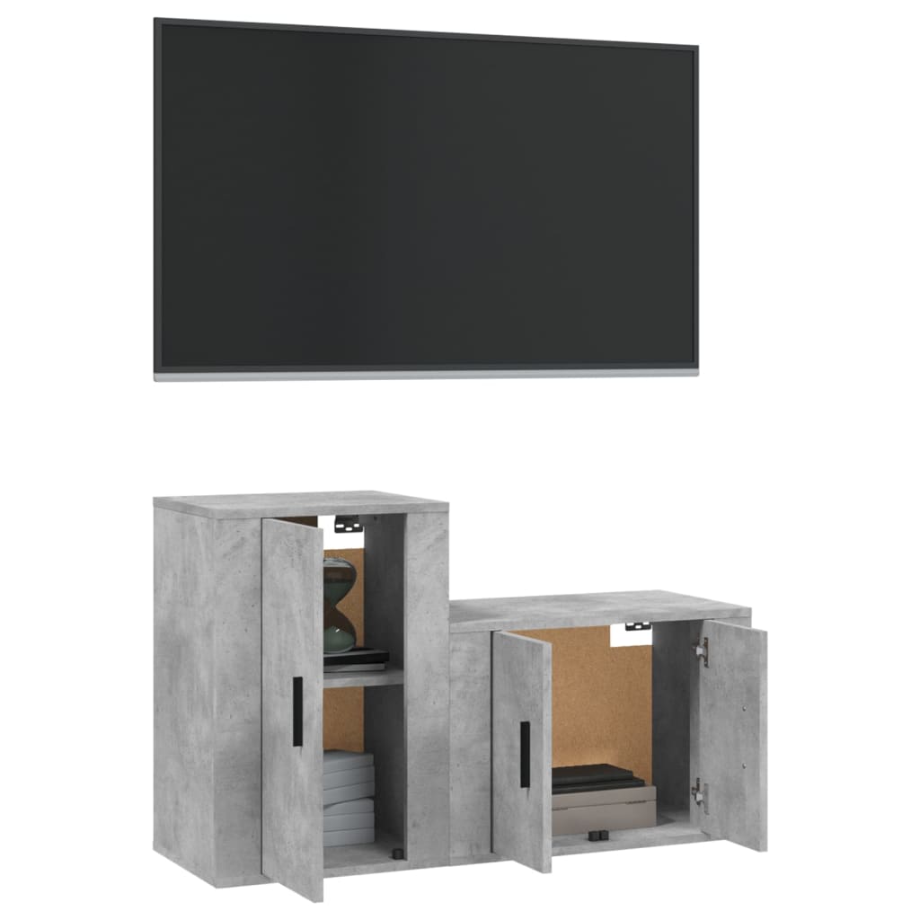 vidaXL 2 Piece TV Cabinet Set Concrete Grey Engineered Wood