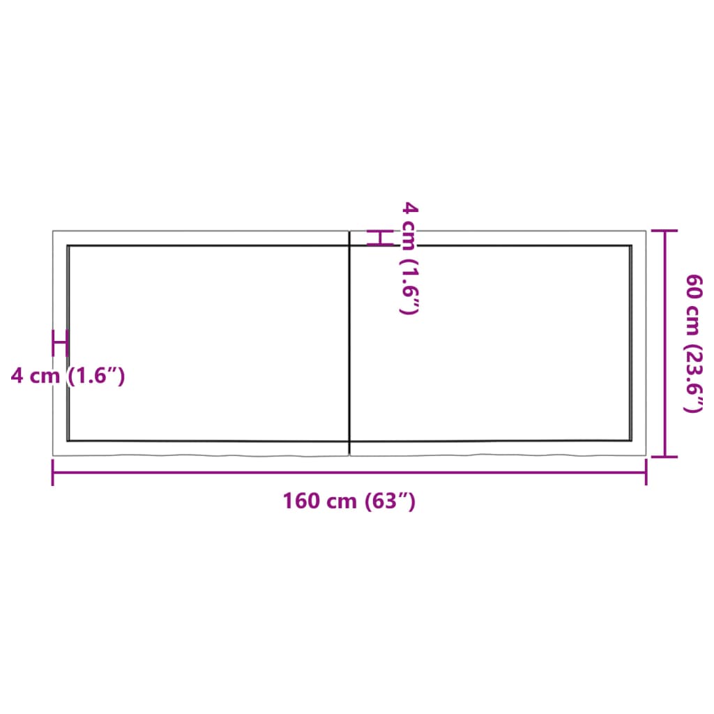 vidaXL Bathroom Countertop Dark Brown 160x60x(2-4) cm Treated Solid Wood