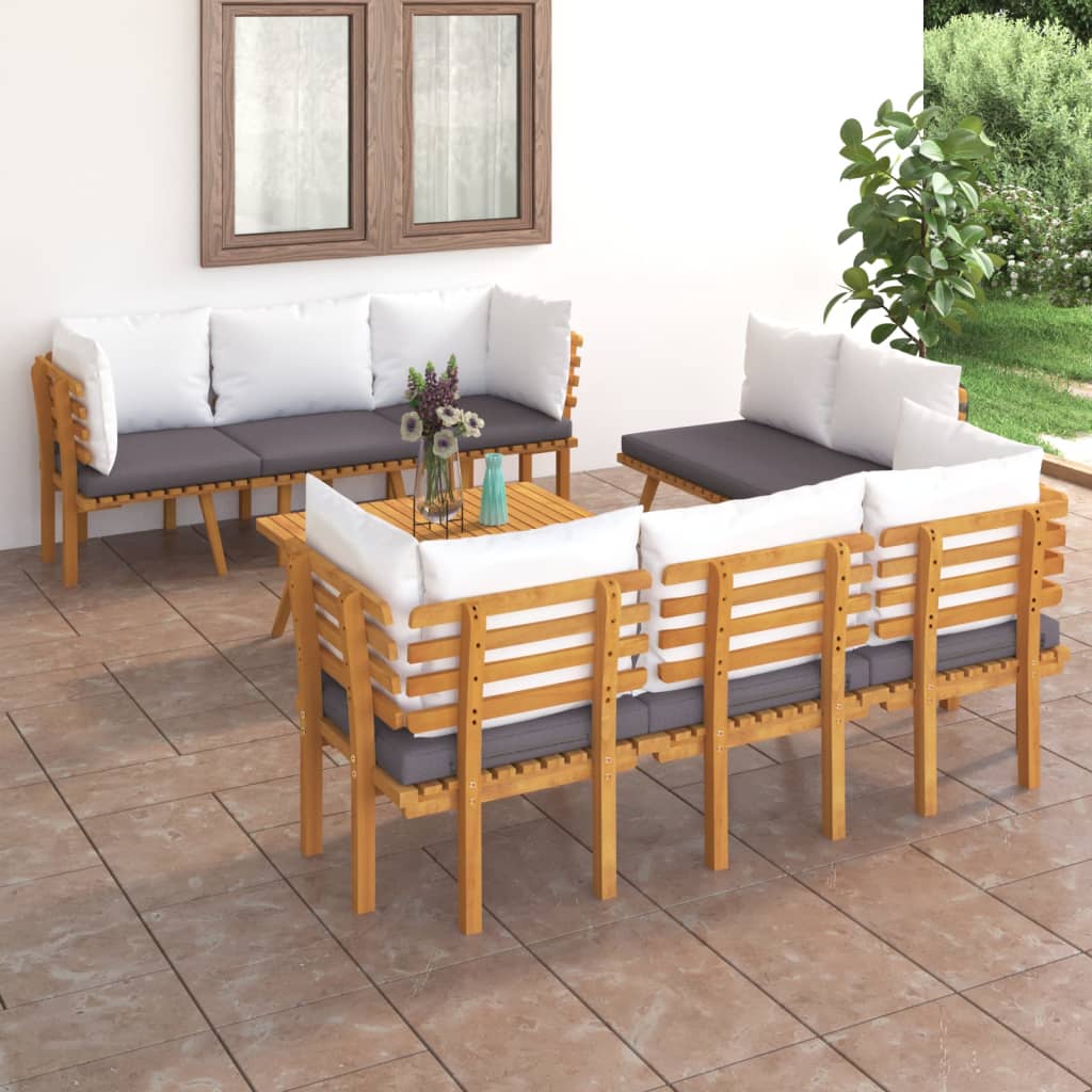 vidaXL 8 Piece Garden Lounge Set with Cushions Solid Wood Acacia