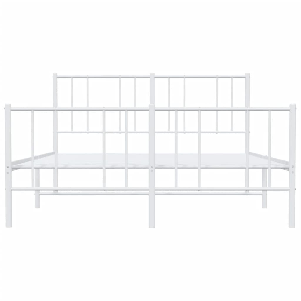 vidaXL Metal Bed Frame without Mattress with Footboard White 135x190 cm Double