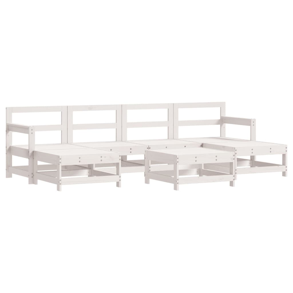 vidaXL 7 Piece Garden Lounge Set with Cushions White Solid Wood