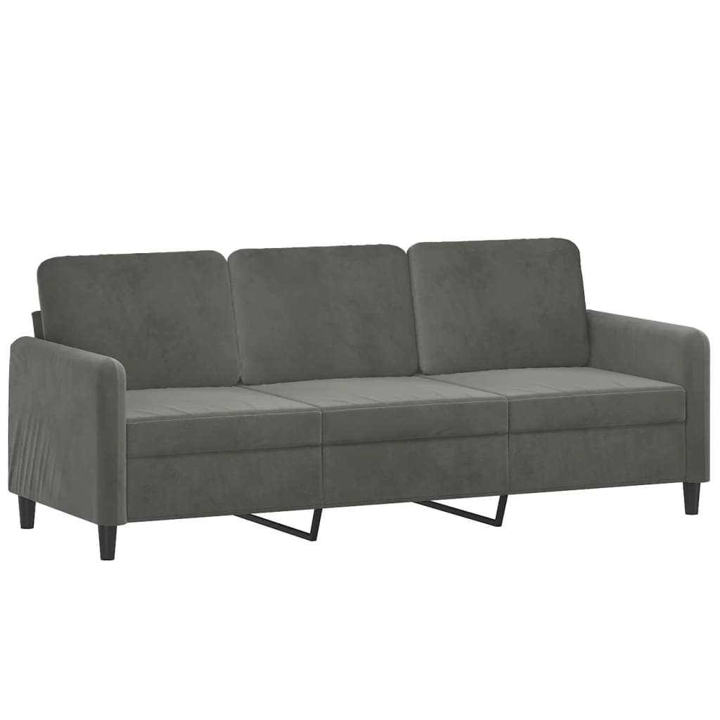 vidaXL 3 Piece Sofa Set with Throw Pillows&Cushions Dark Grey Velvet