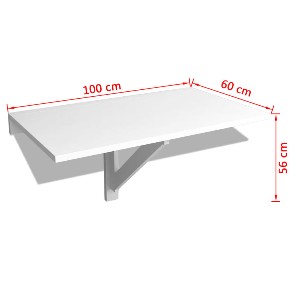 vidaXL Folding Wall Table White 100x60 cm