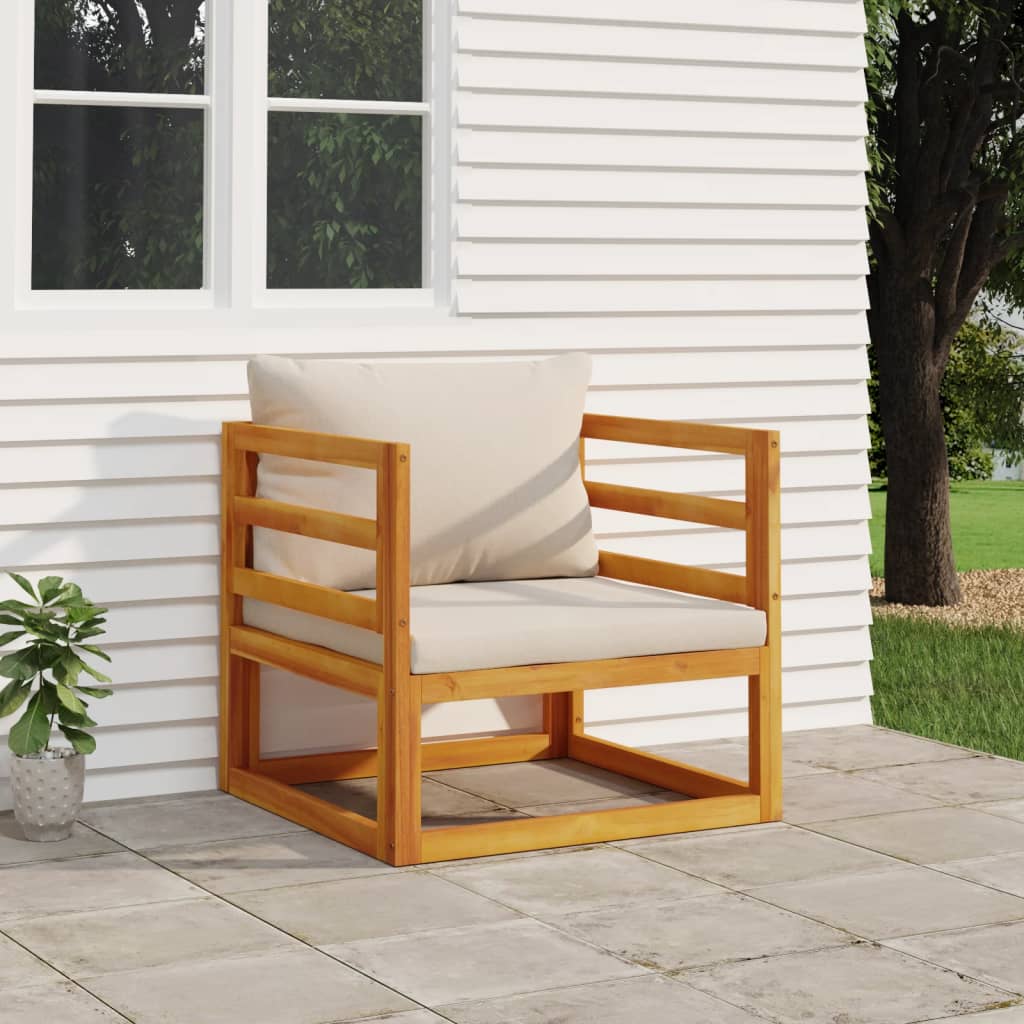 vidaXL Garden Chair with Light Grey Cushions Solid Wood Acacia