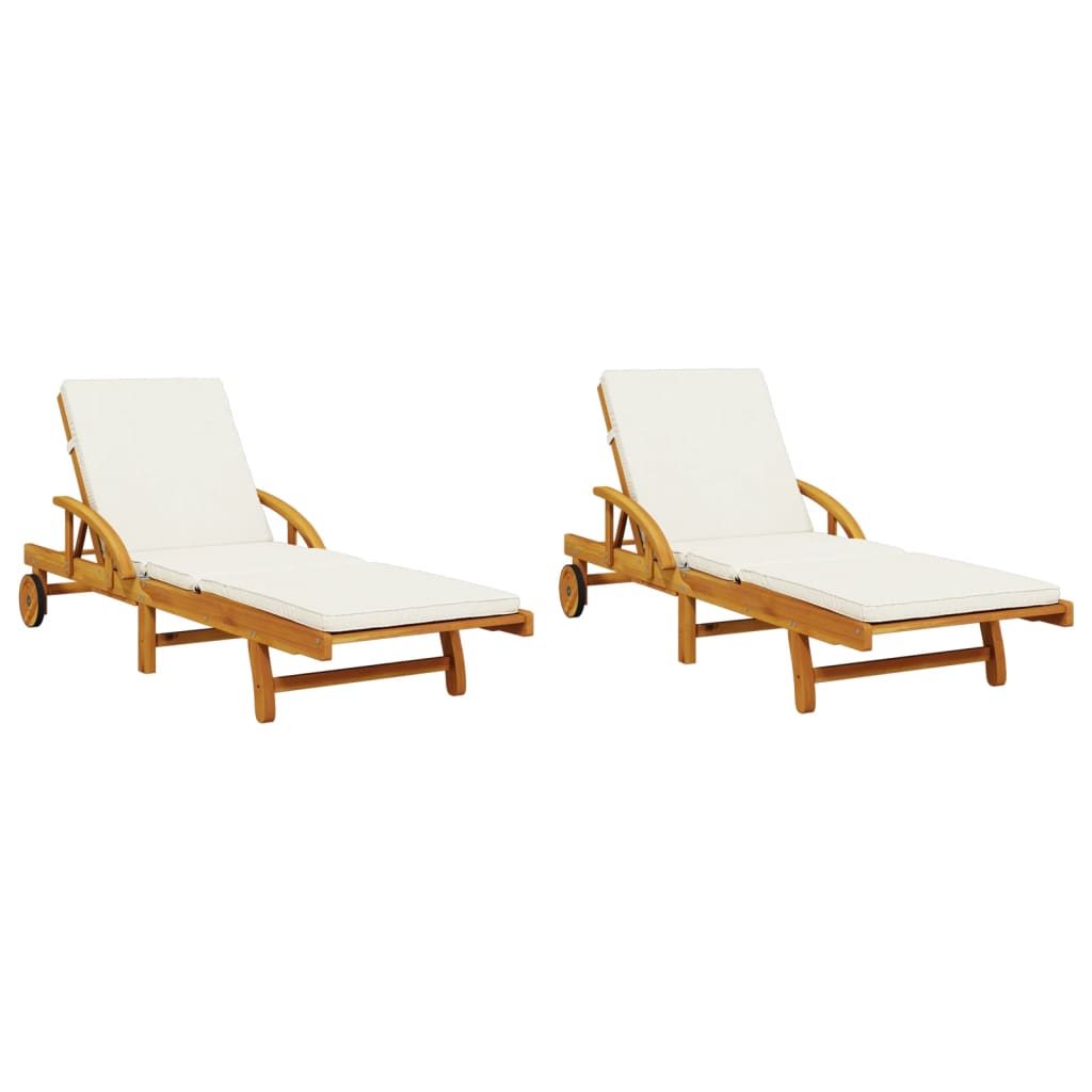 vidaXL Sun Loungers 2 pcs with Cushions 200x68x83 cm Solid Wood Acacia