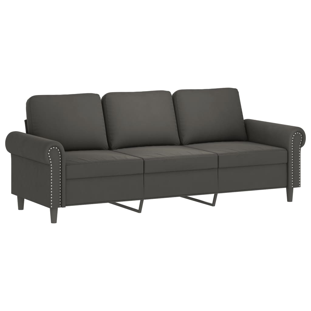 vidaXL 3-Seater Sofa with Pillows&Cushions Dark Grey 180 cm Velvet