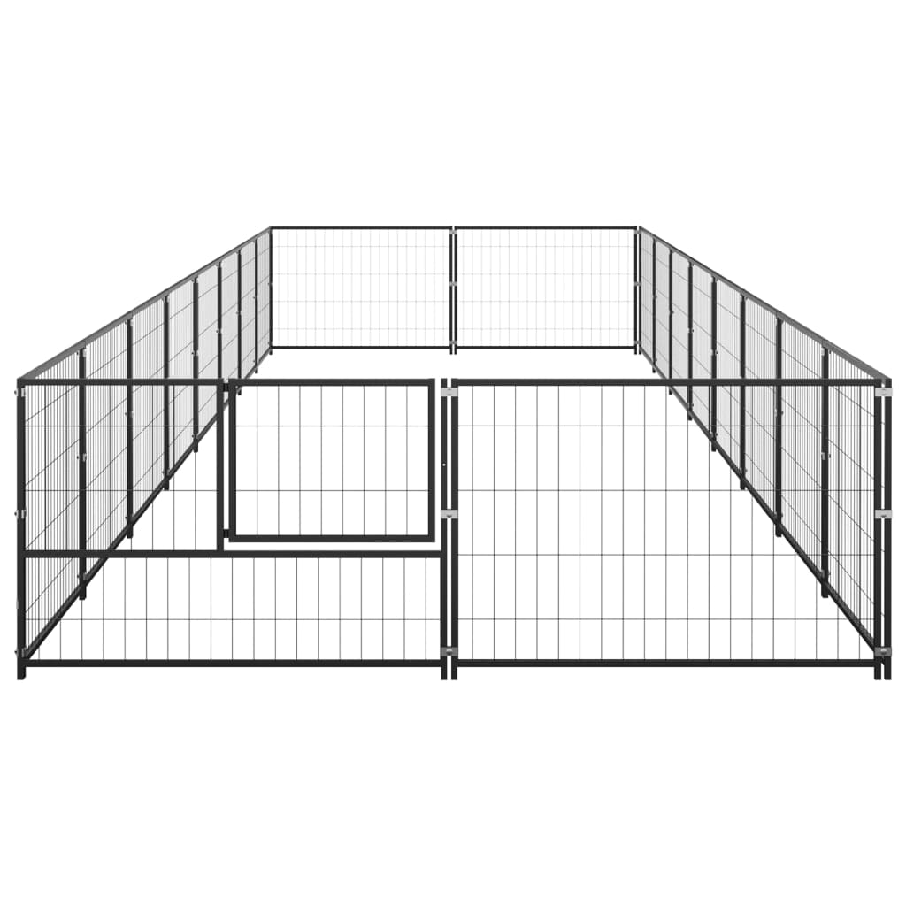 vidaXL Dog Kennel Black 16 m² Steel