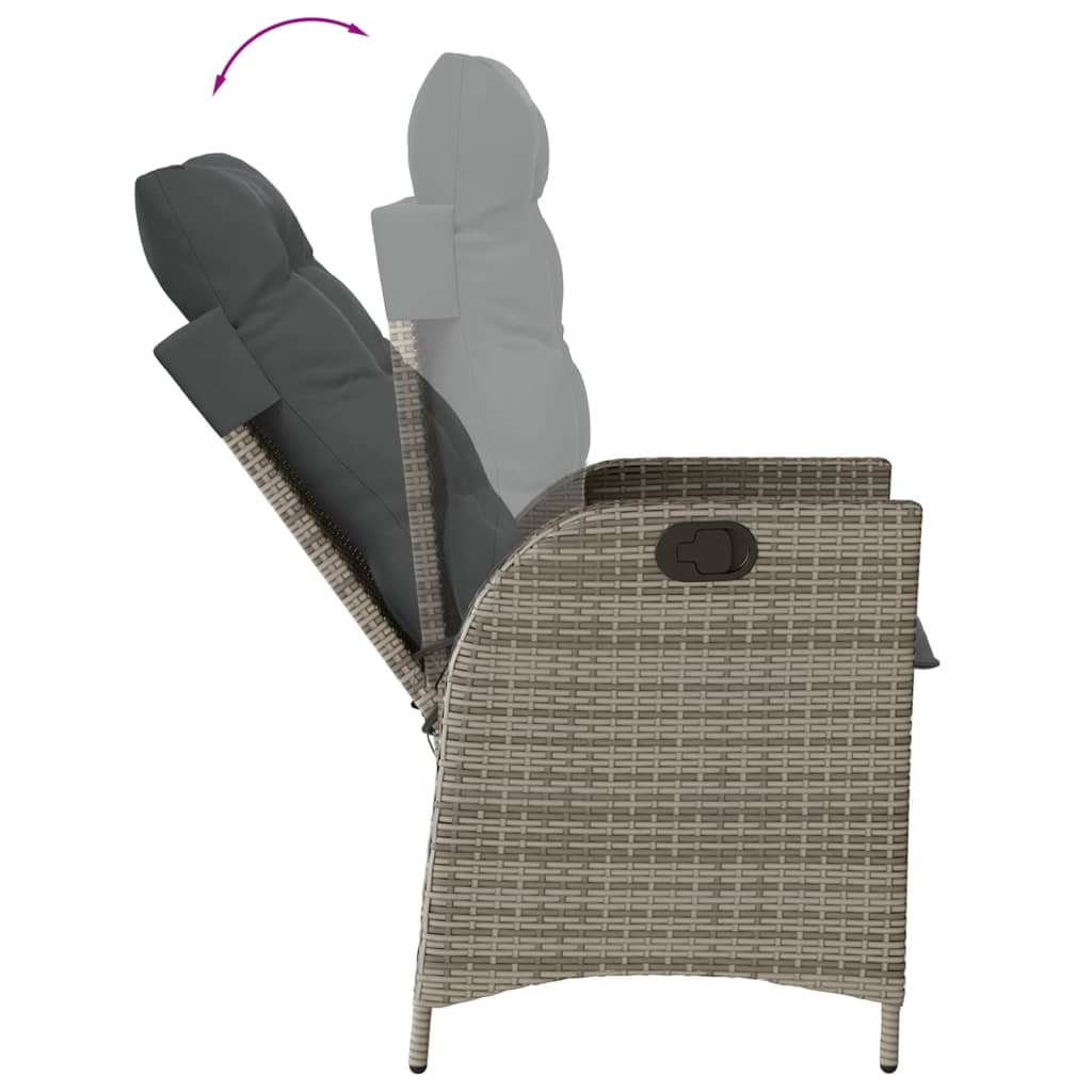 vidaXL 3 Piece Garden Dining Set with Cushions Grey Poly Rattan