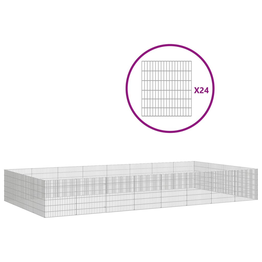 vidaXL Free Range Animal Enclosure 24-Panel 54x60 cm Galvanised Iron