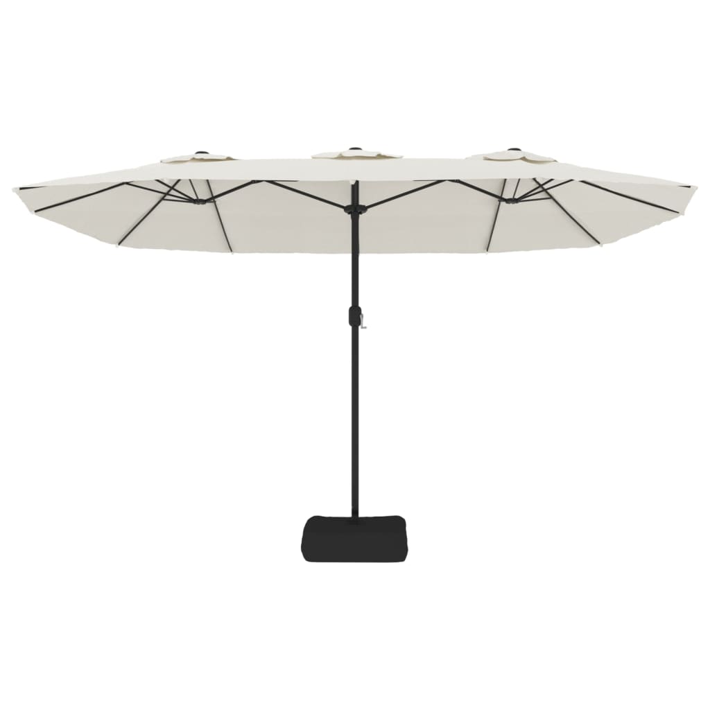 vidaXL Double-Head Garden Parasol with LEDs Sand White 449x245 cm