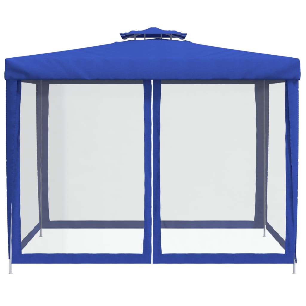 vidaXL Gazebo with Double Roof Blue 3x3x2.68 m Fabric