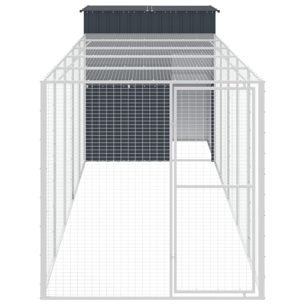 vidaXL Chicken Cage with Run Anthracite 165x659x181 cm Galvanised Steel