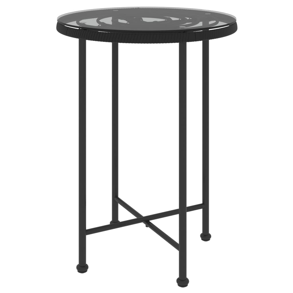 vidaXL Dining Table Black Ø55 cm Tempered Glass and Steel