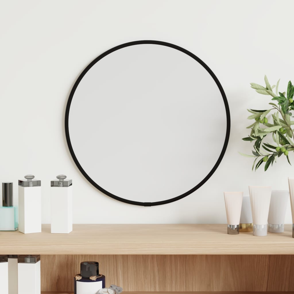 vidaXL Wall Mirror Black Ø 30 cm Round