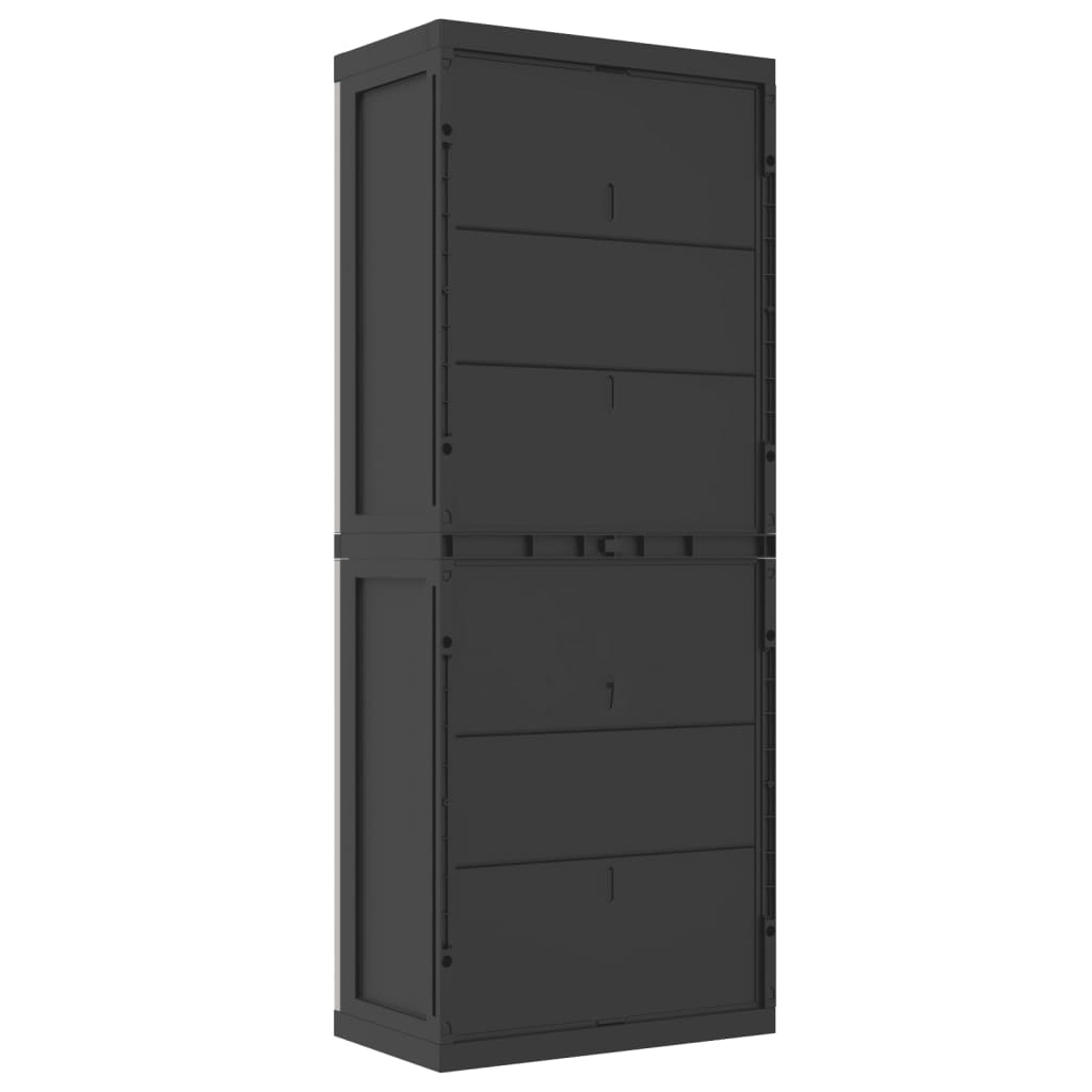 vidaXL Outdoor Storage Cabinet Grey and Black 65x37x165 cm PP