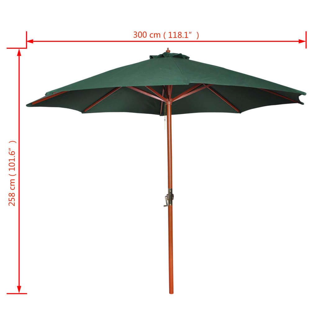 vidaXL Garden Parasol Green 258 cm