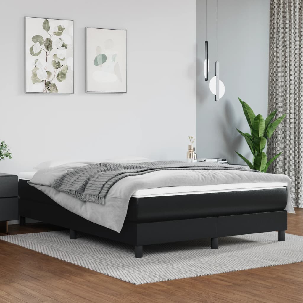 vidaXL Box Spring Bed with Mattress Black 137x190 cm Faux Leather