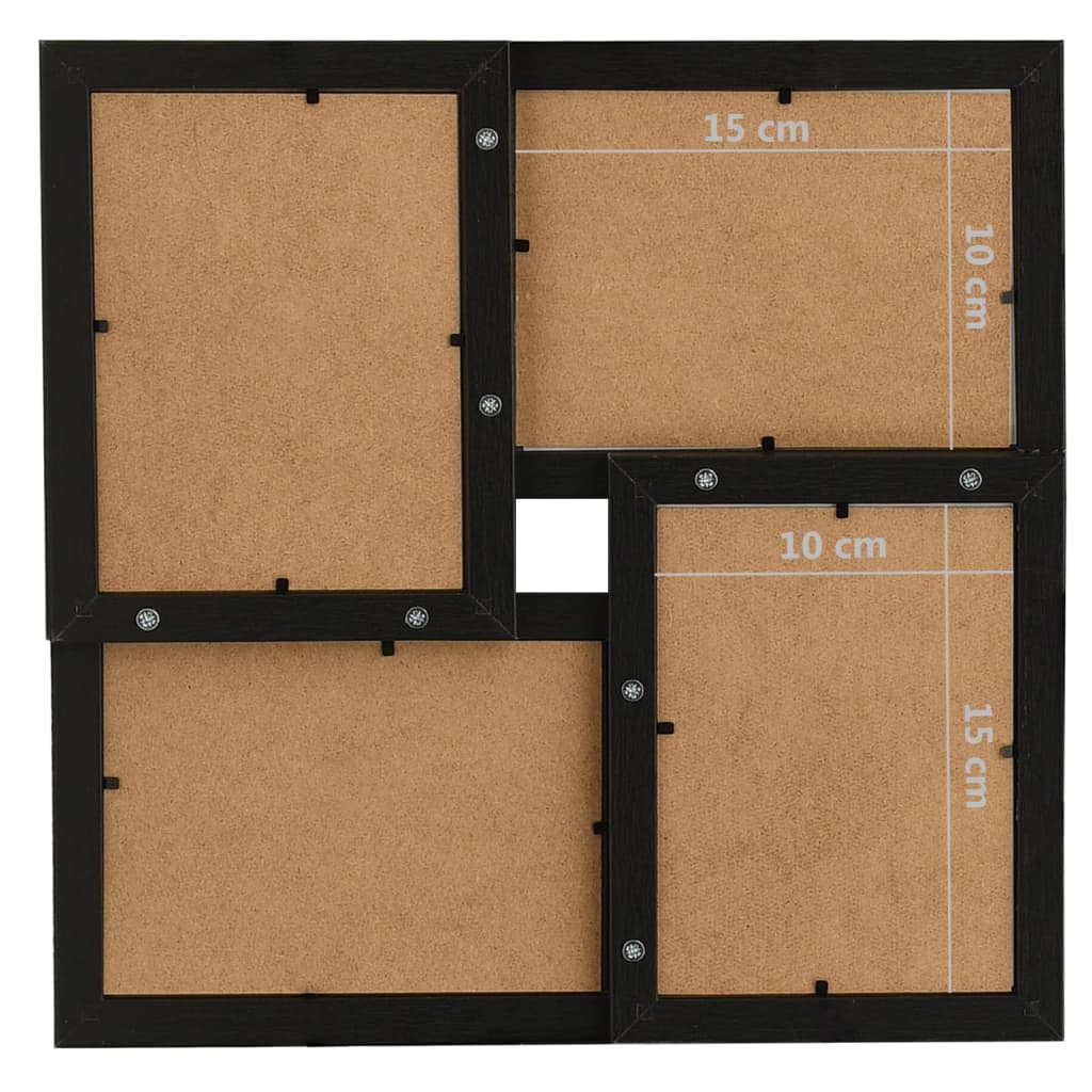 vidaXL Collage Photo Frame for 4x(10x15 cm) Picture Black MDF