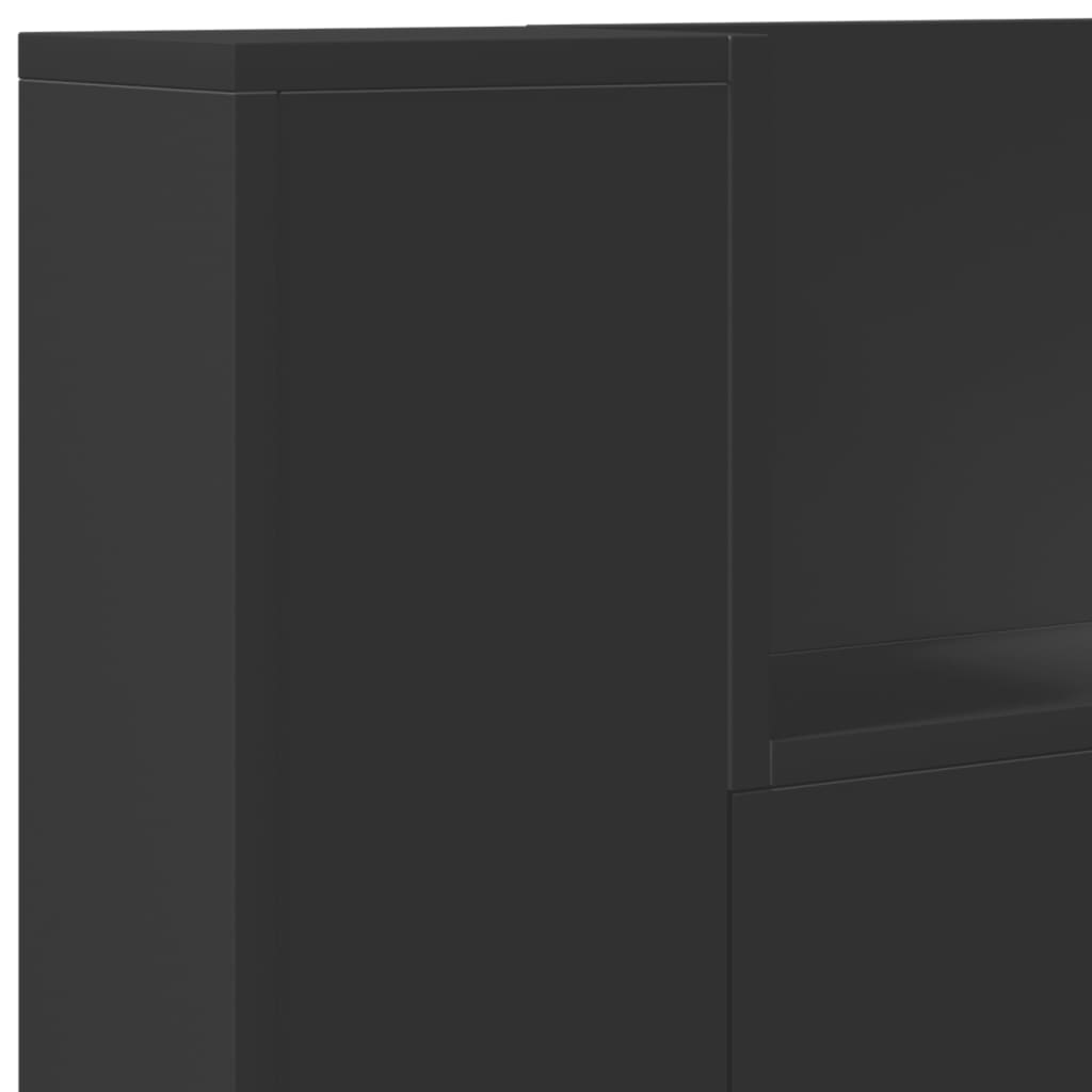 vidaXL Headboard Cabinet with LED Black 120x16.5x103.5 cm