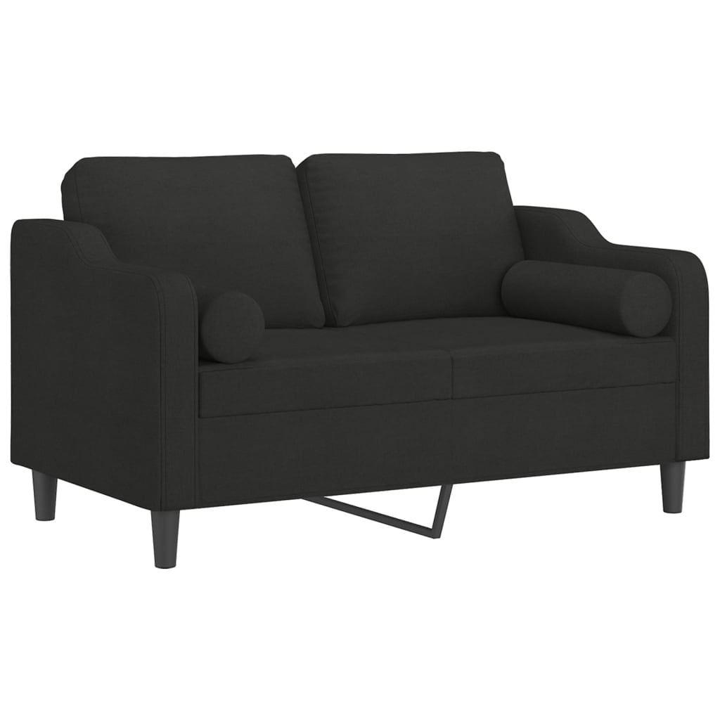 vidaXL 2-Seater Sofa with Throw Pillows Black 120 cm Fabric