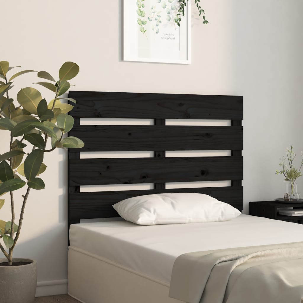 vidaXL Headboard Black 100x3x80 cm Solid Wood Pine