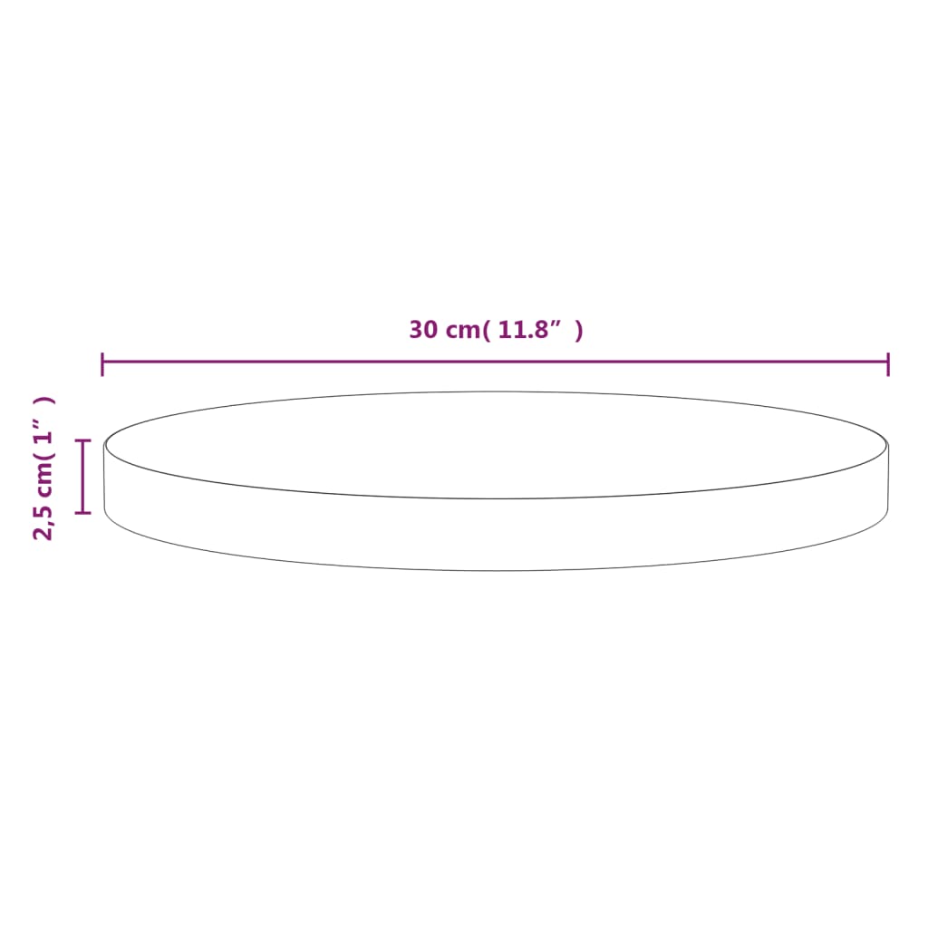 vidaXL Table Top Ø30x2.5 cm Solid Wood Pine