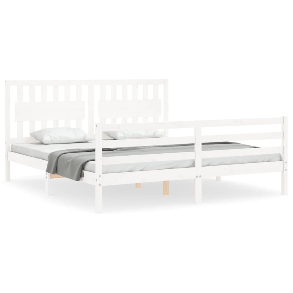 vidaXL Bed Frame without Mattress White Super King Size Solid Wood