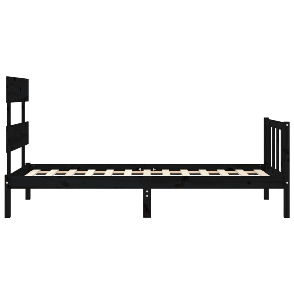 vidaXL Bed Frame without Mattress Black Single Solid Wood Pine