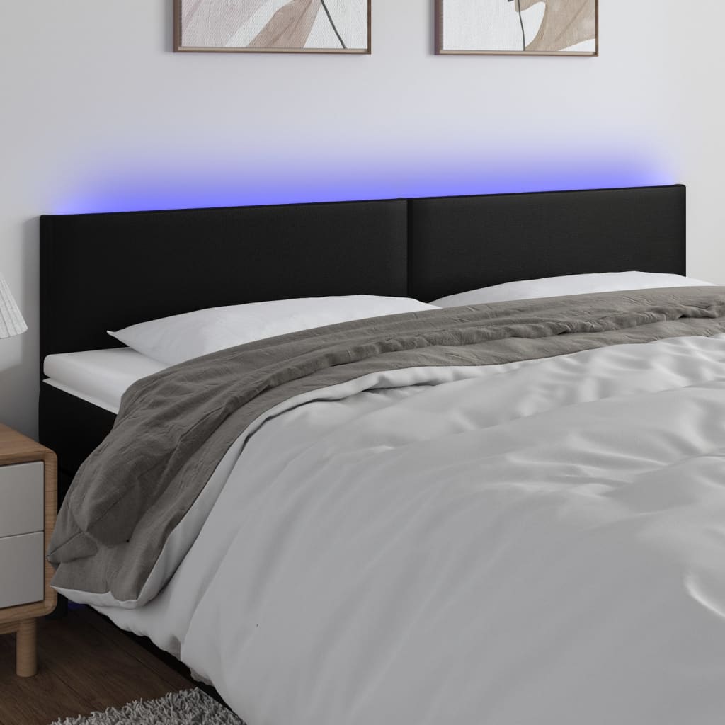 vidaXL LED Headboard Black 200x5x78/88 cm Faux Leather