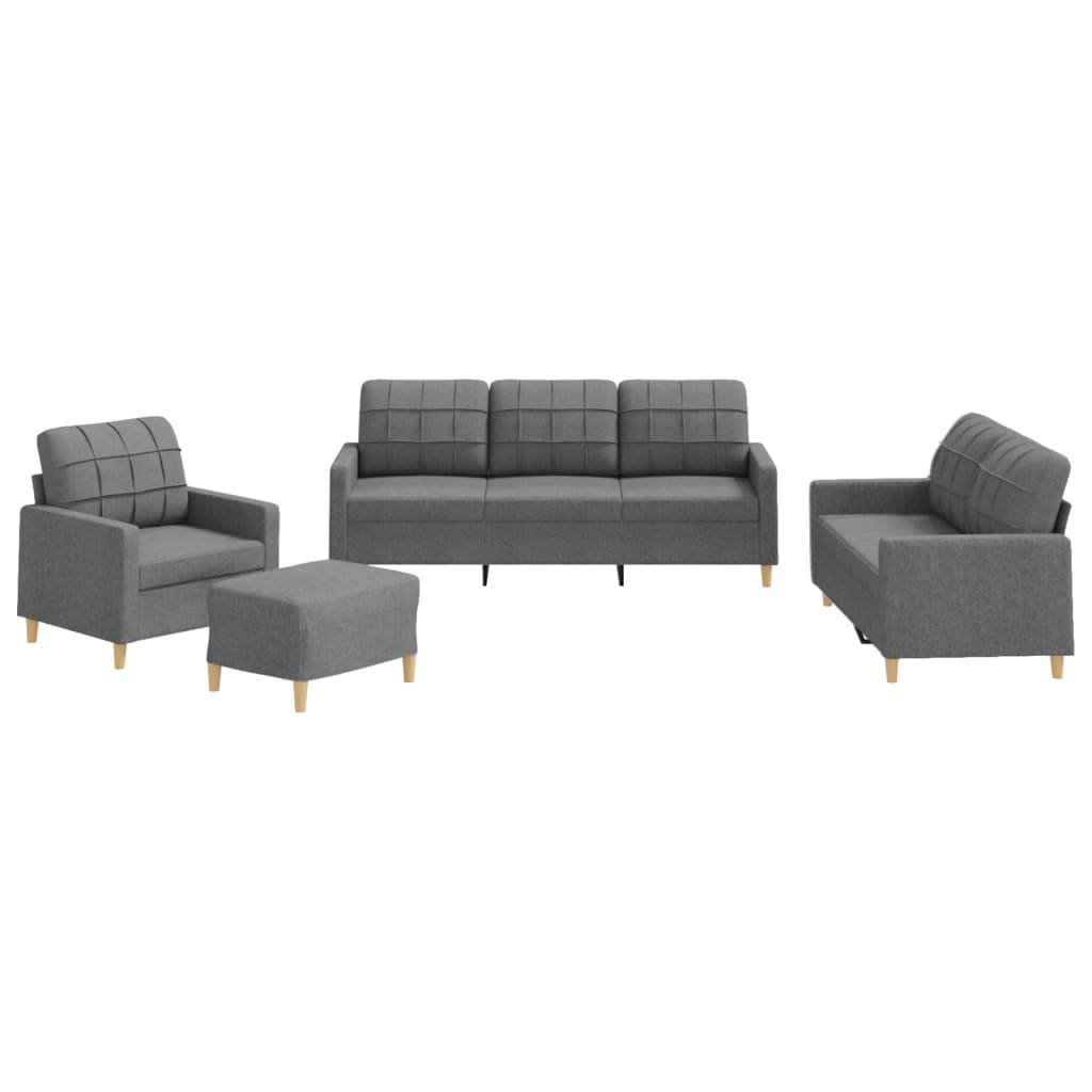 vidaXL 4 Piece Sofa Set with Cushions Dark Grey Fabric