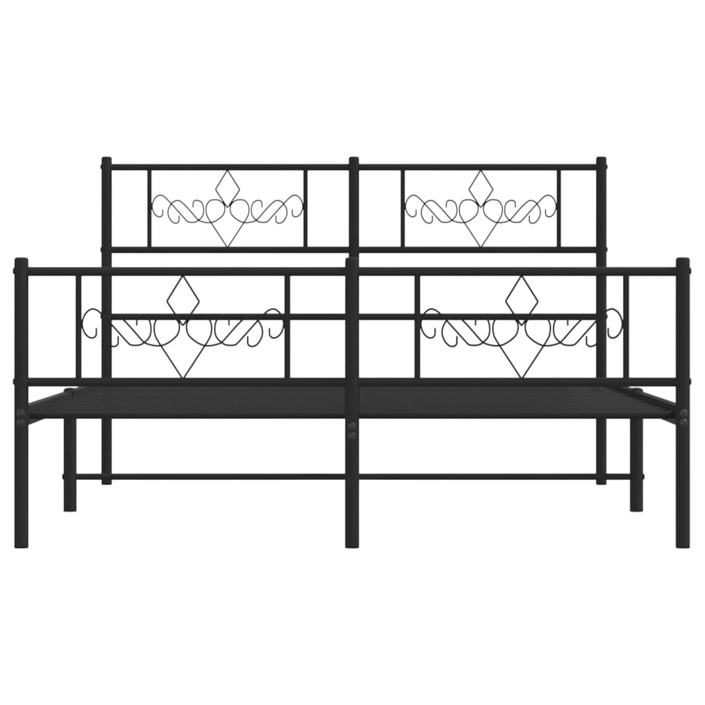 vidaXL Metal Bed Frame without Mattress with Footboard Black 135x190 cm Double