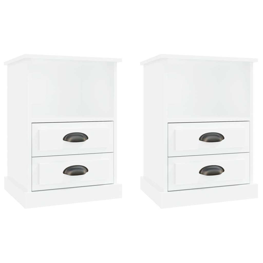 vidaXL Bedside Cabinets 2 pcs High Gloss White 43x36x60 cm