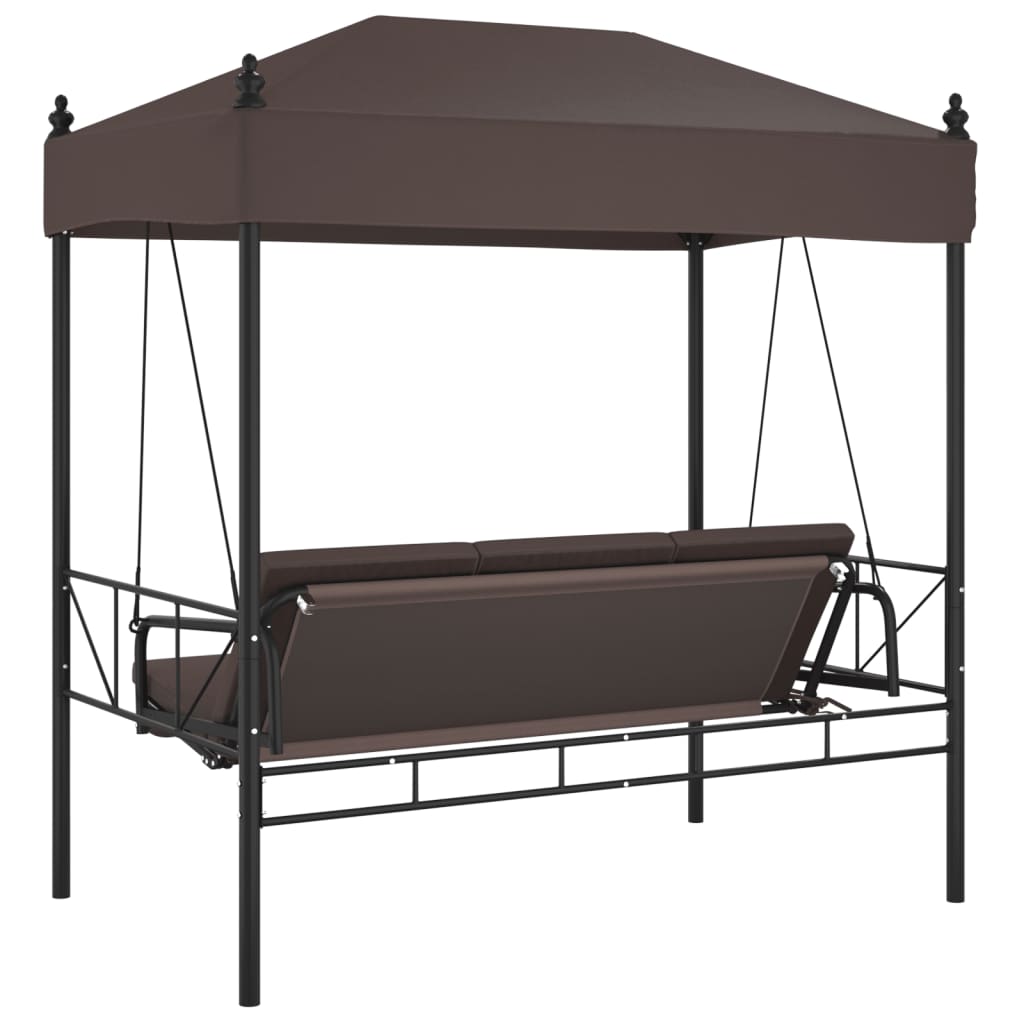 vidaXL Garden Swing Bench with Canopy Coffee Brown Steel