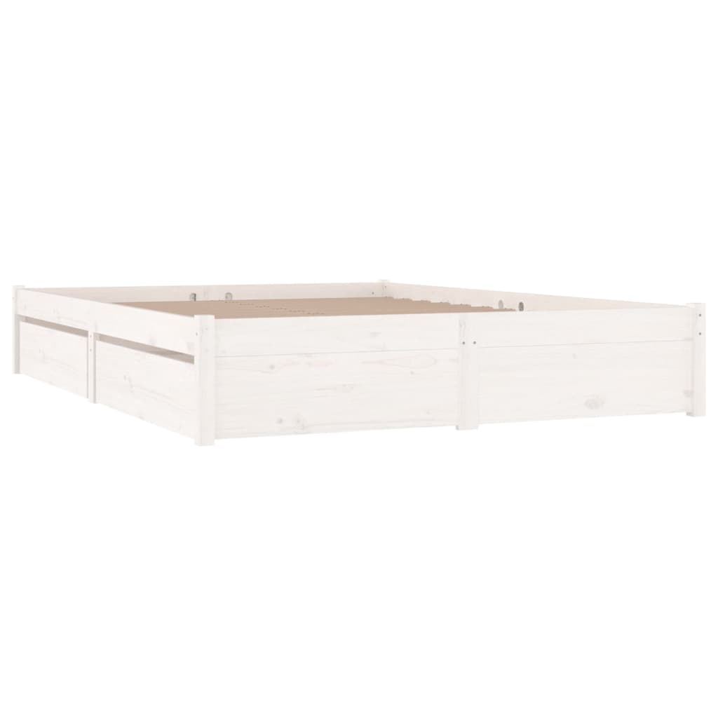 vidaXL Bed Frame without Mattress with Drawers White King Size