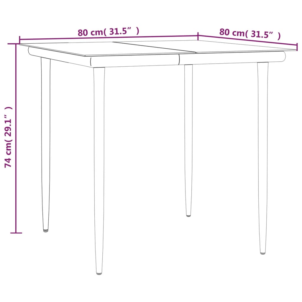 vidaXL 3 Piece Garden Dining Set Grey and Black Poly Rattan and Steel