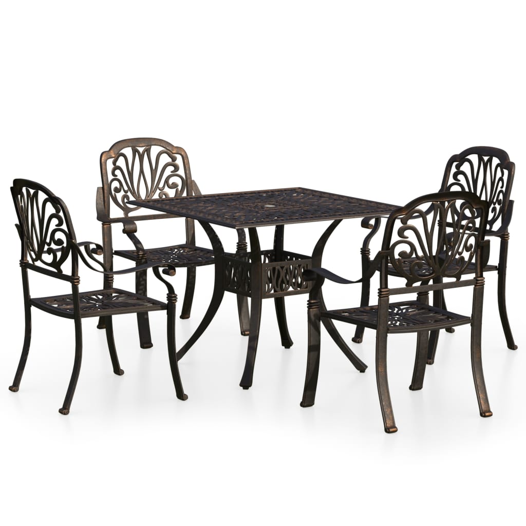 vidaXL 5 Piece Bistro Set Cast Aluminium Bronze