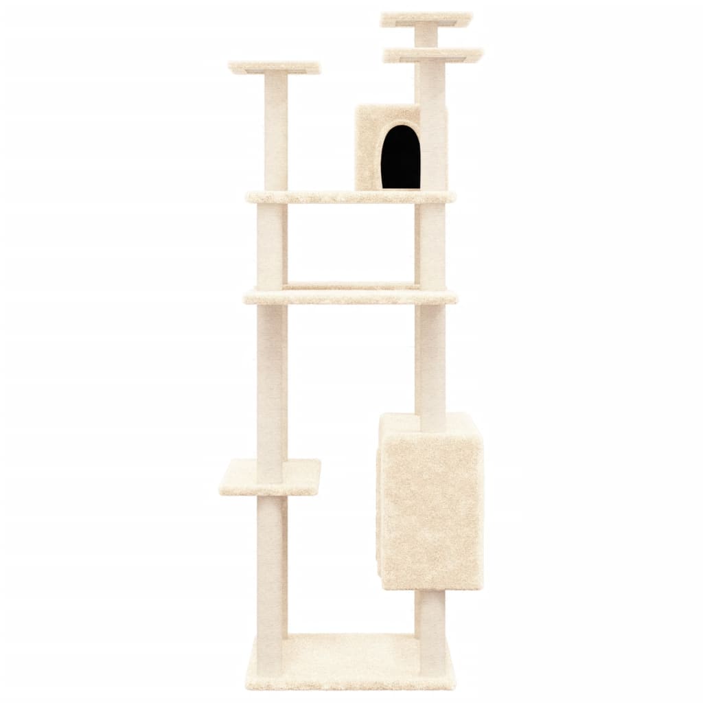 vidaXL Cat Tree with Sisal Scratching Posts Cream 162 cm