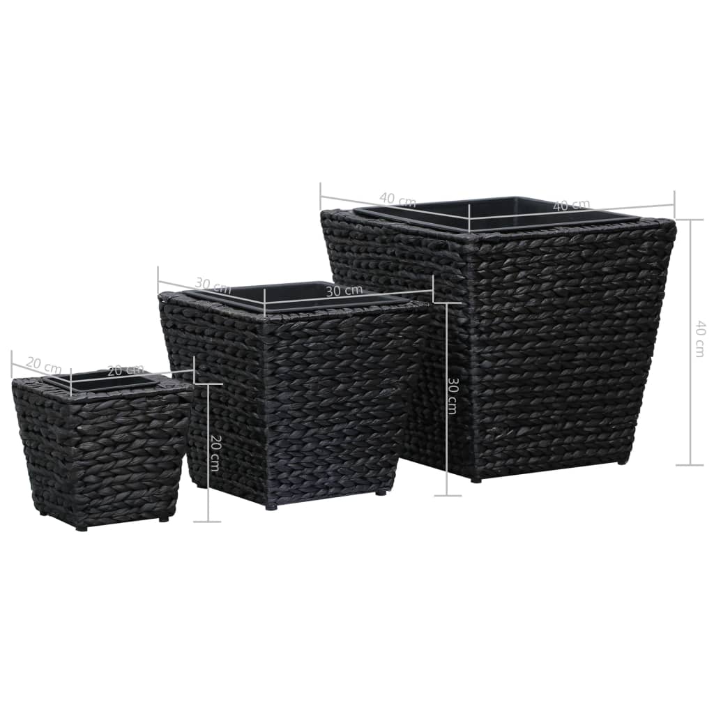 vidaXL Raised Beds 3 pcs Water Hyacinth Black