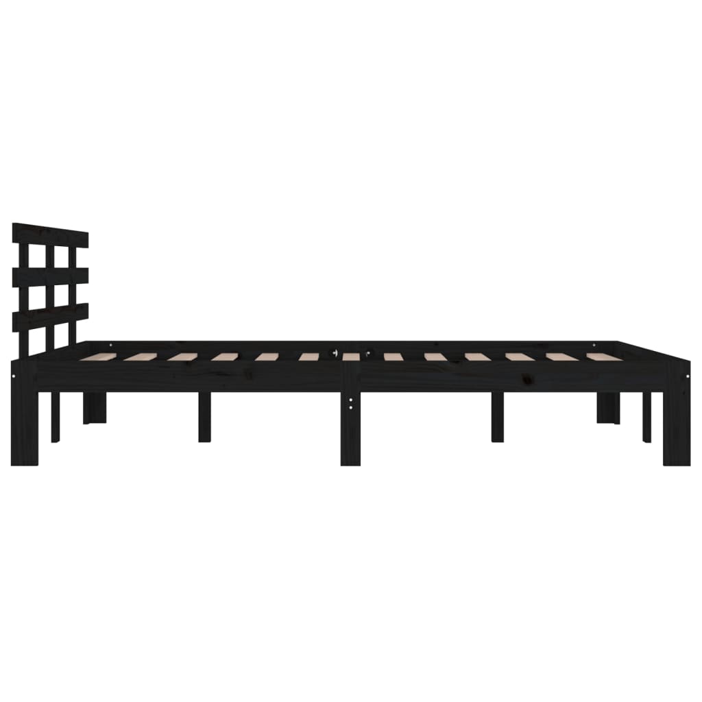 vidaXL Bed Frame without Mattress Black Solid Wood 150x200 cm King Size