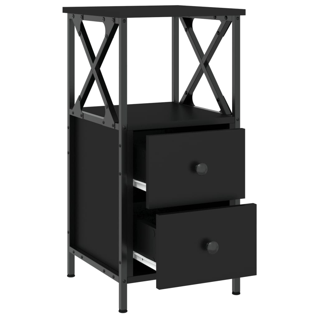 vidaXL Bedside Cabinet Black 34x35.5x70 cm Engineered Wood