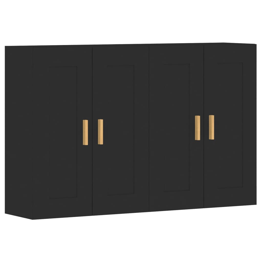 vidaXL Wall Mounted Cabinets 2 pcs Black Engineered Wood