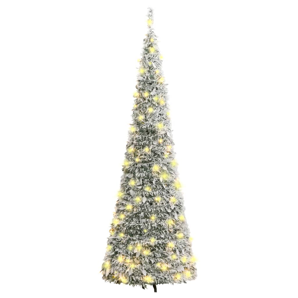 vidaXL Artificial Christmas Tree Pop-up Flocked Snow 200 LEDs 210 cm