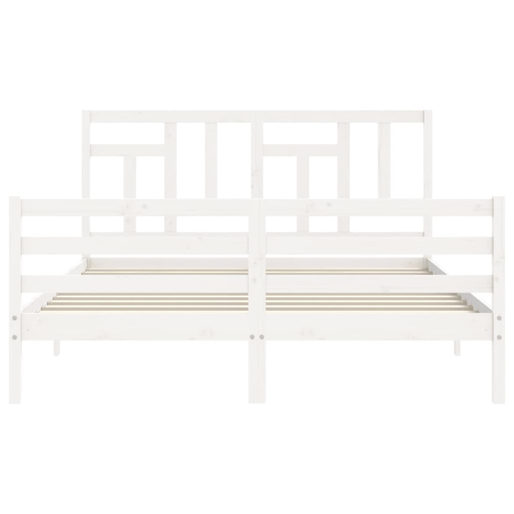 vidaXL Bed Frame without Mattress White King Size Solid Wood