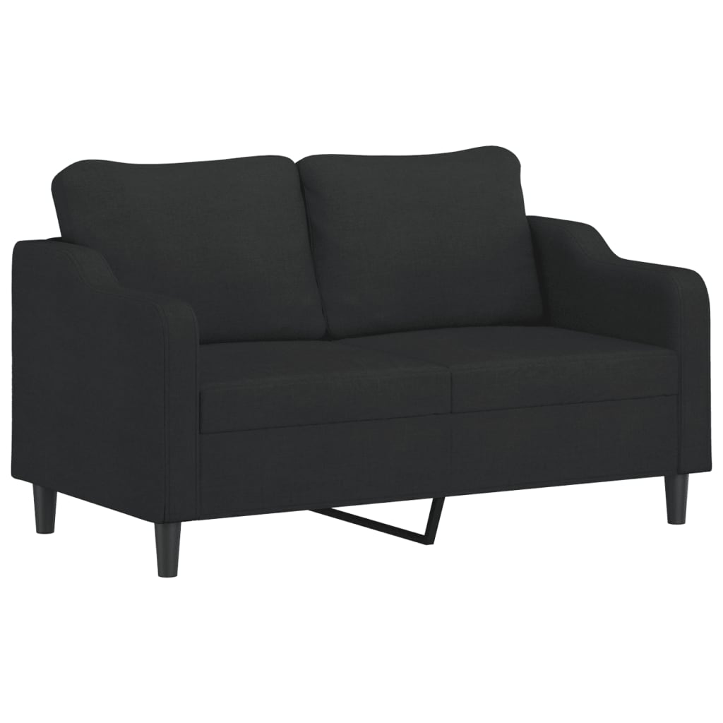 vidaXL 2-Seater Sofa with Throw Pillows Black 140 cm Fabric