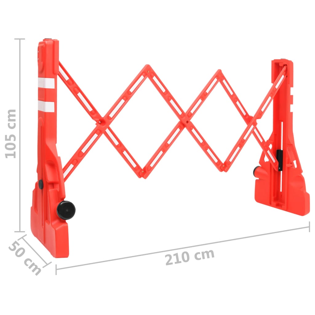 vidaXL Folding Traffic Barrier Red 210x50x105 cm