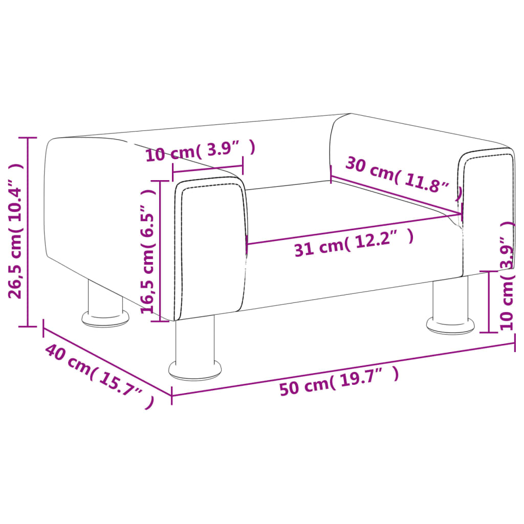 vidaXL Kids Sofa Light Grey 50x40x26.5 cm Velvet