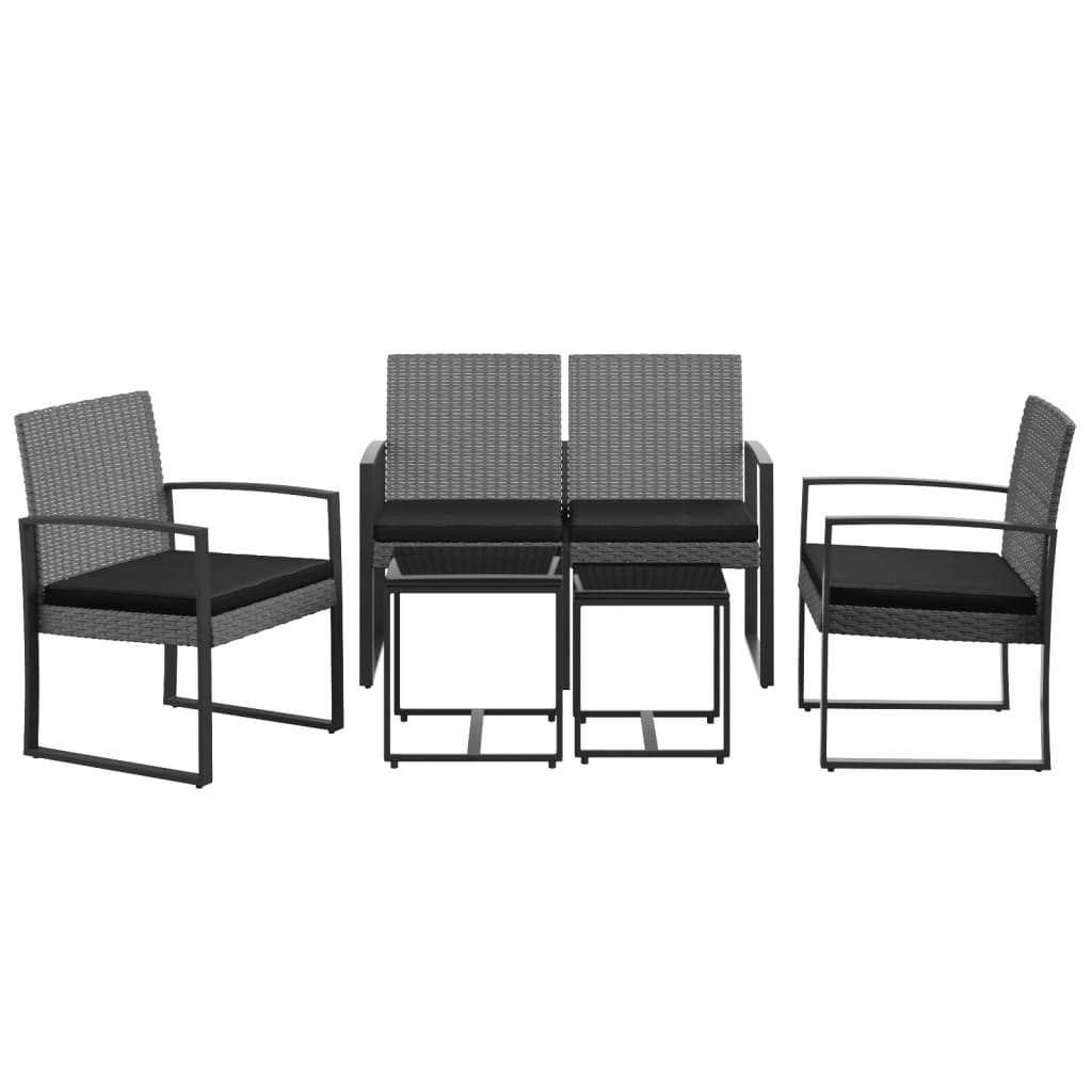 vidaXL 5 piece Garden Dining Set with Cushions Dark Grey PP Rattan
