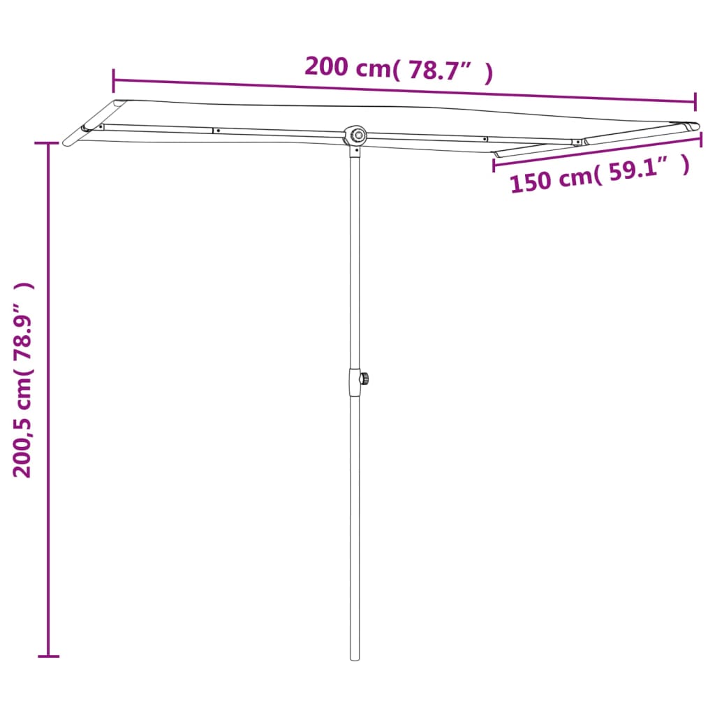 vidaXL Garden Parasol with Aluminium Pole 2x1.5 m Sand White