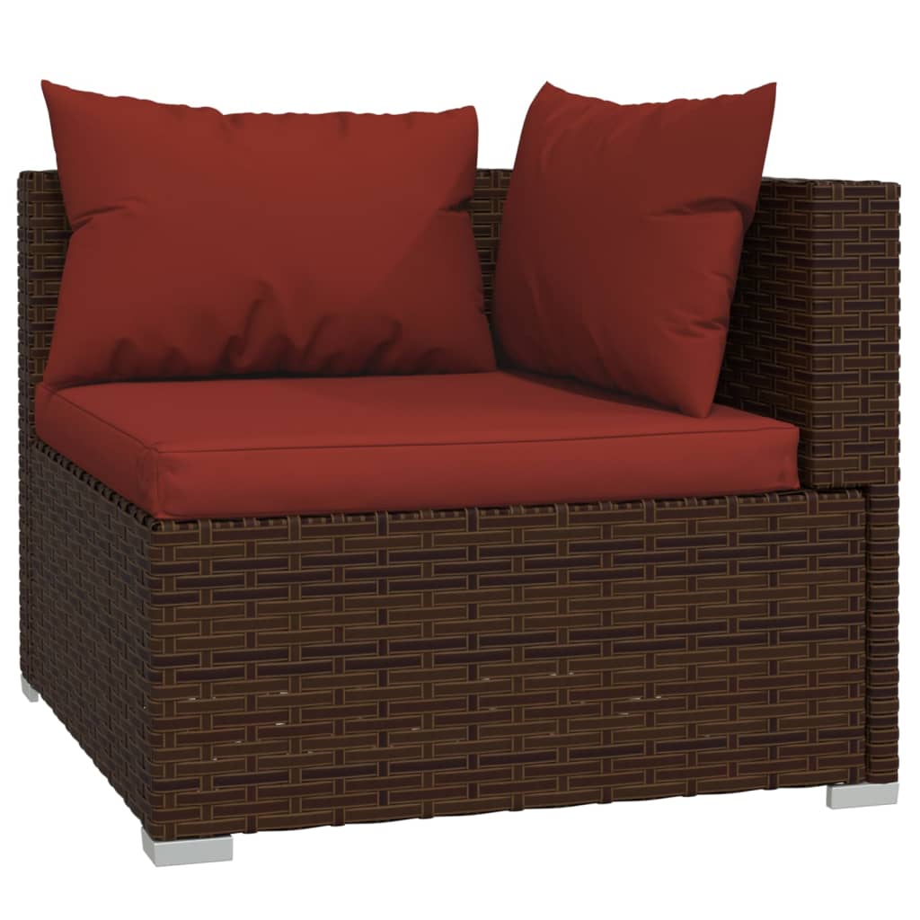 vidaXL 8 Piece Garden Lounge Set with Cushions Poly Rattan Brown