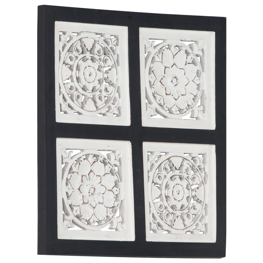 vidaXL Hand-Carved Wall Panel MDF 40x40x1.5 cm Black and White